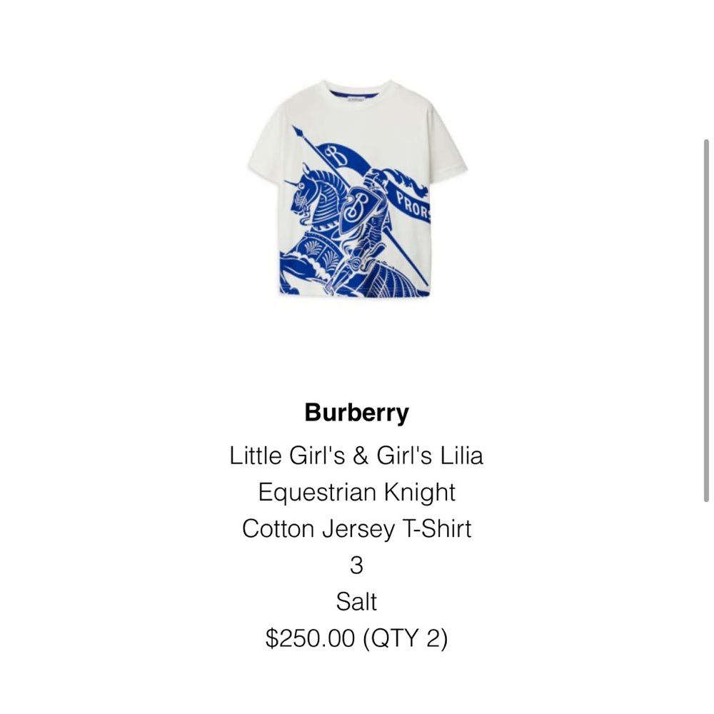 Burberry
Little Girl's & Girl's Lilia Equestrian Knight Cotton Jersey T-Shirt